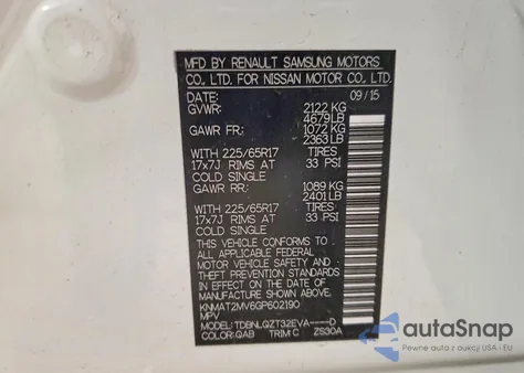 2016 Nissan Rogue S z USA, uszkodzony, nr VIN KNMAT2MV6GP602190